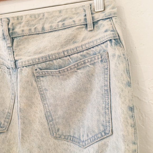 Vintage 80's Acid Wash Denim Wiggle Mini Skirt - Picture 4 of 6